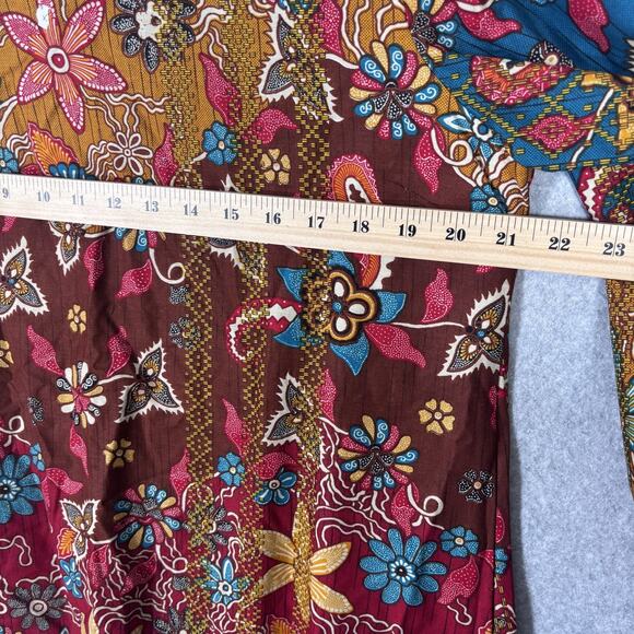 Dewi Fortuna Tunic Top XXL Batik Floral Textured Artsy Gypsy Bali Print Boho - Picture 8 of 12